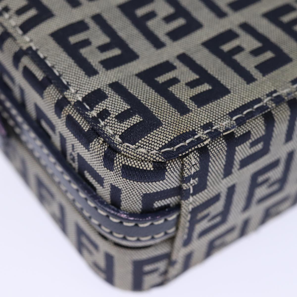 Fendi Zucchino Navy Canvas Clutch Bag