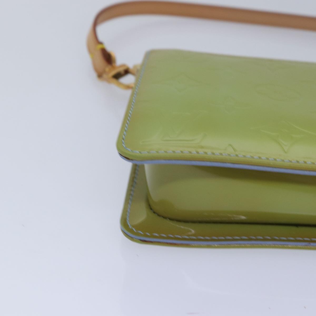 Louis Vuitton Pochette Accessoire Green Patent Leather Clutch Bag