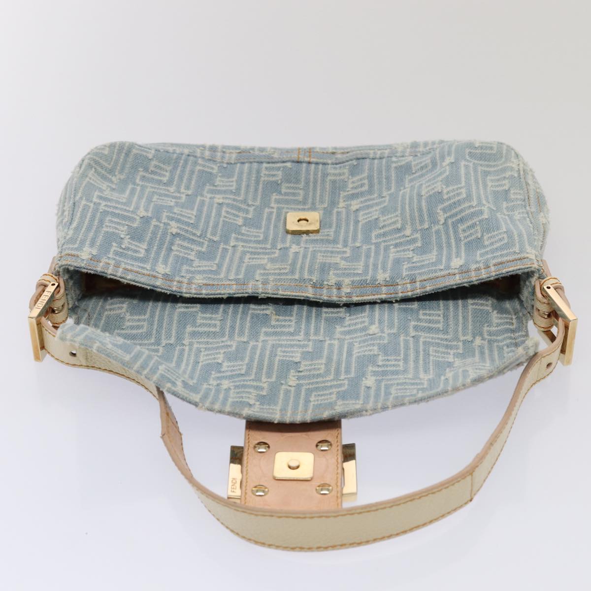 Fendi Baguette Blue Canvas Shoulder Bag