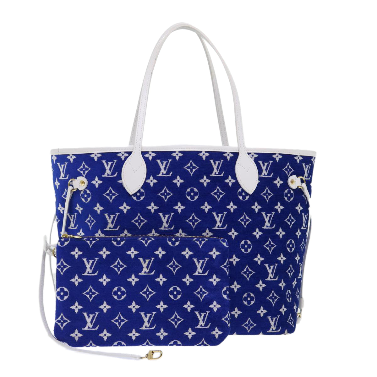 Louis Vuitton Neverfull MM Blue Leather Tote Bag