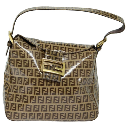 Fendi Mamma Baguette Beige Canvas Shoulder Bag