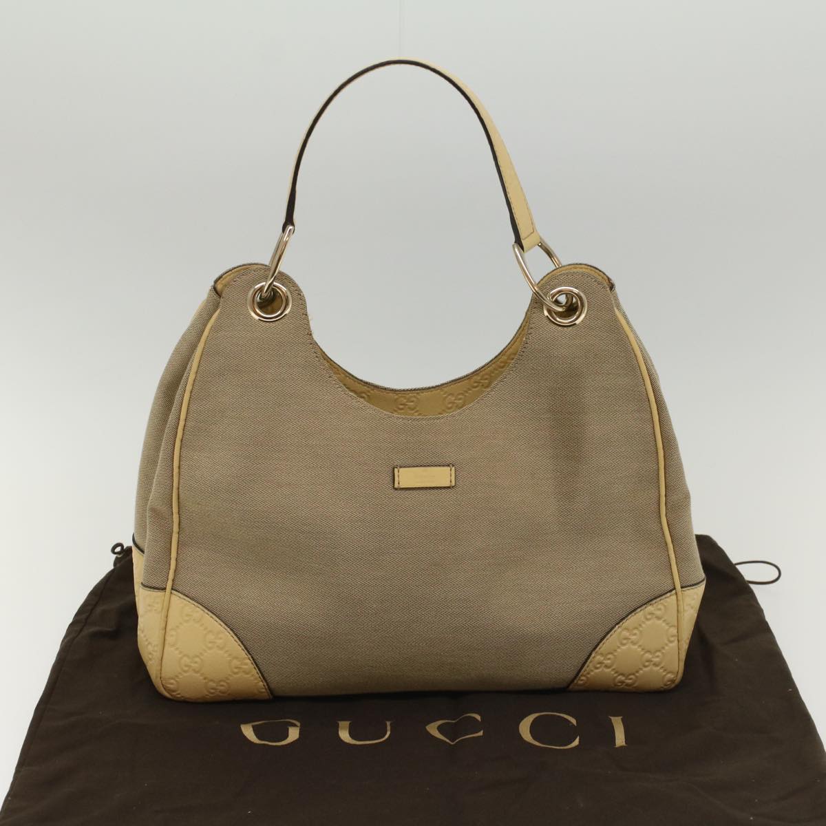 Gucci Hobo Grey Canvas Shoulder Bag