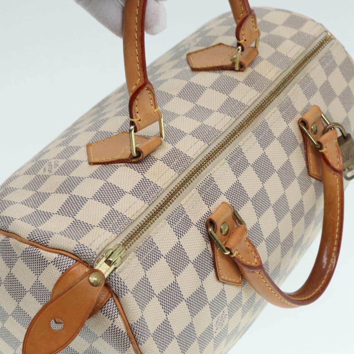 Louis Vuitton Speedy 30 White Canvas Hand Bag