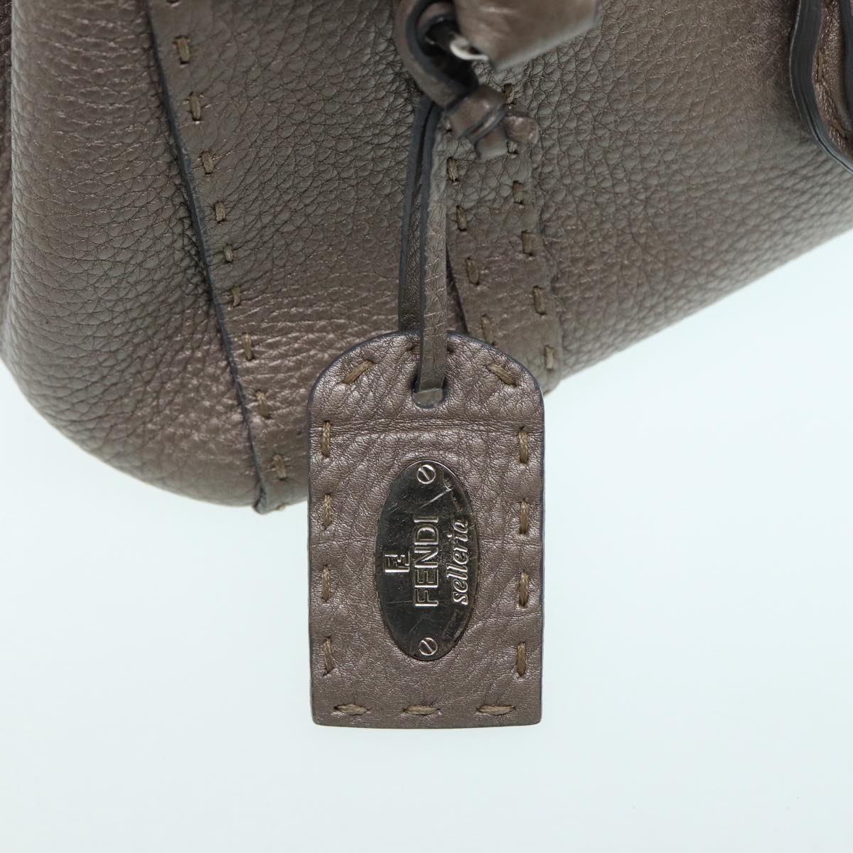 Fendi Selleria Grey Leather Hand Bag