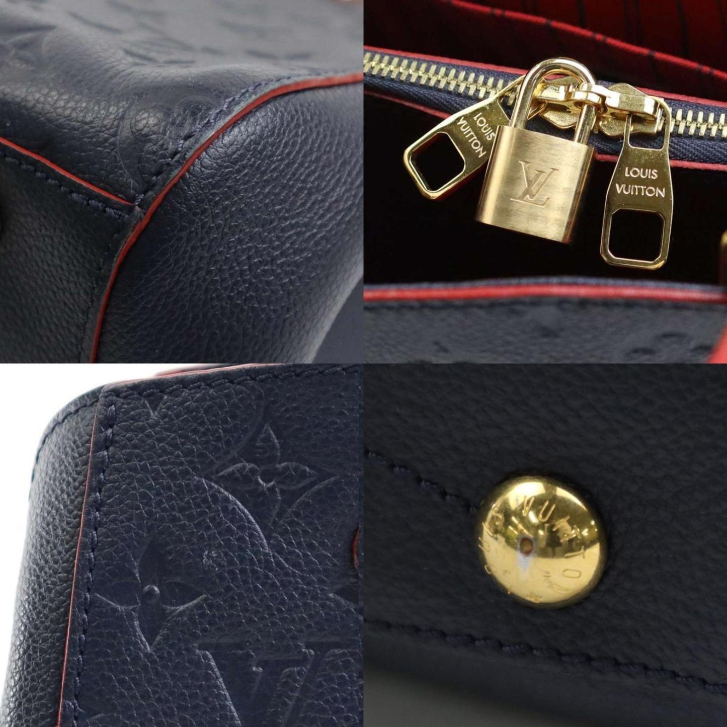 Louis Vuitton Montaigne Navy Leather Hand Bag