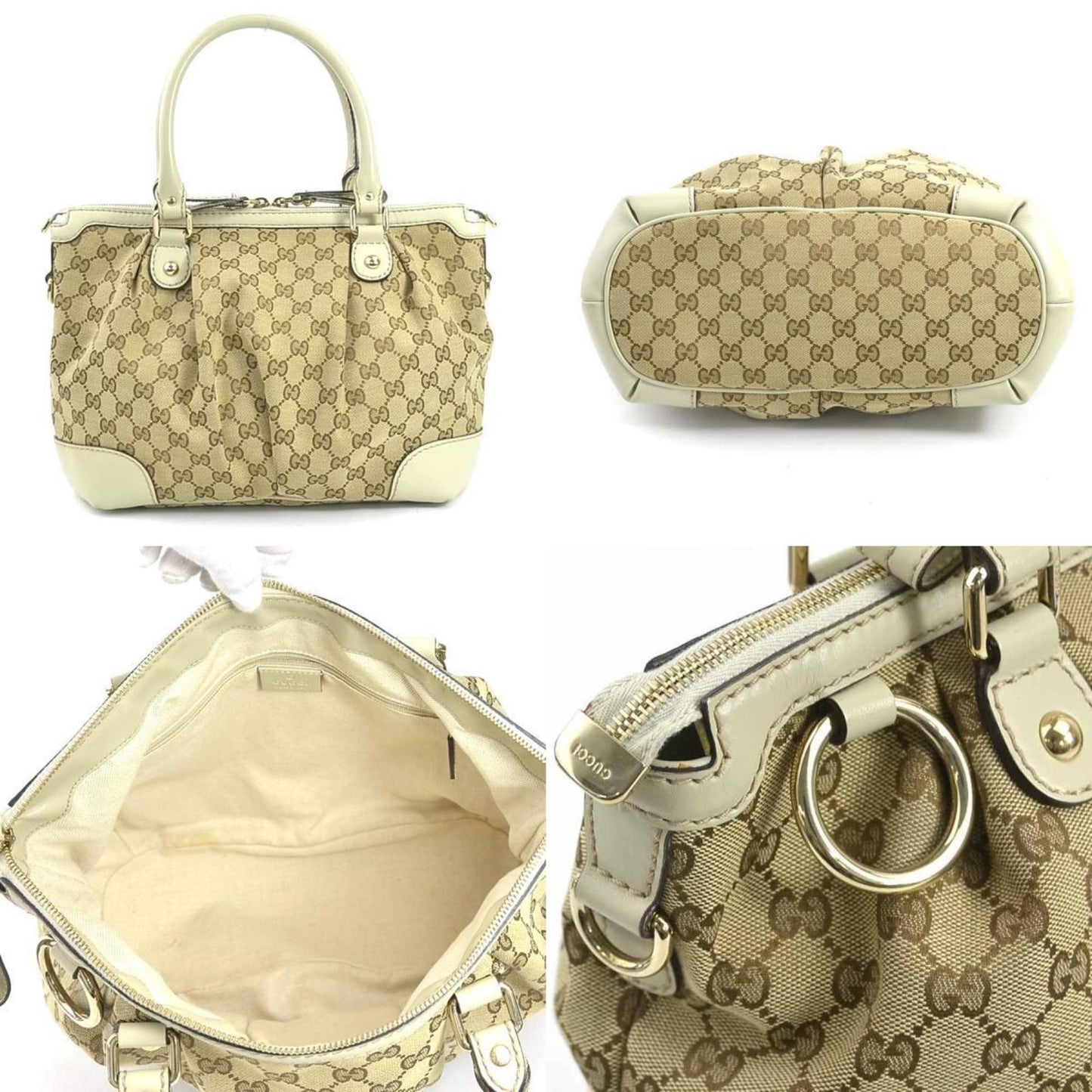 Gucci Sukey Beige Canvas Hand Bag