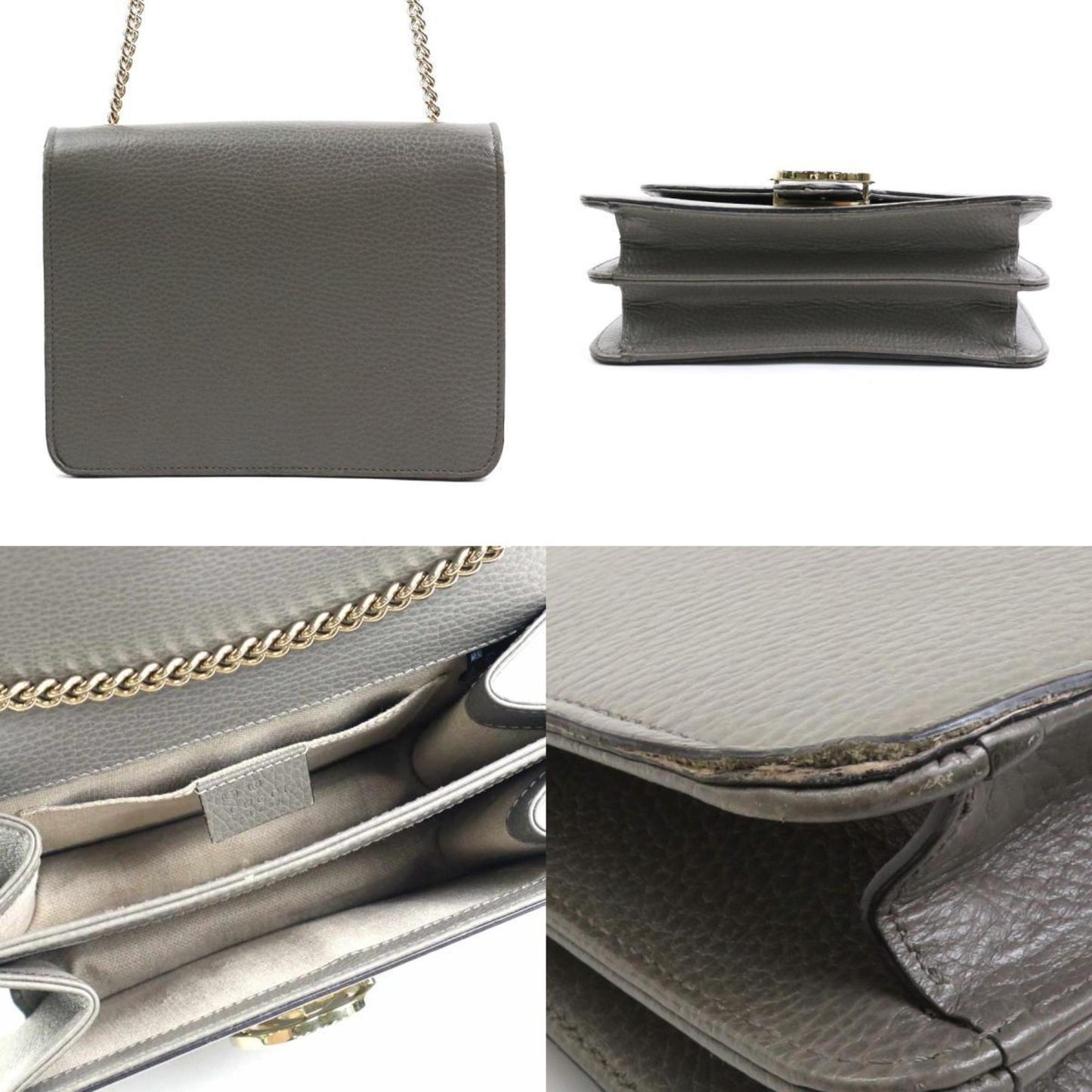 Gucci Interlocking Grey Leather Shoulder Bag