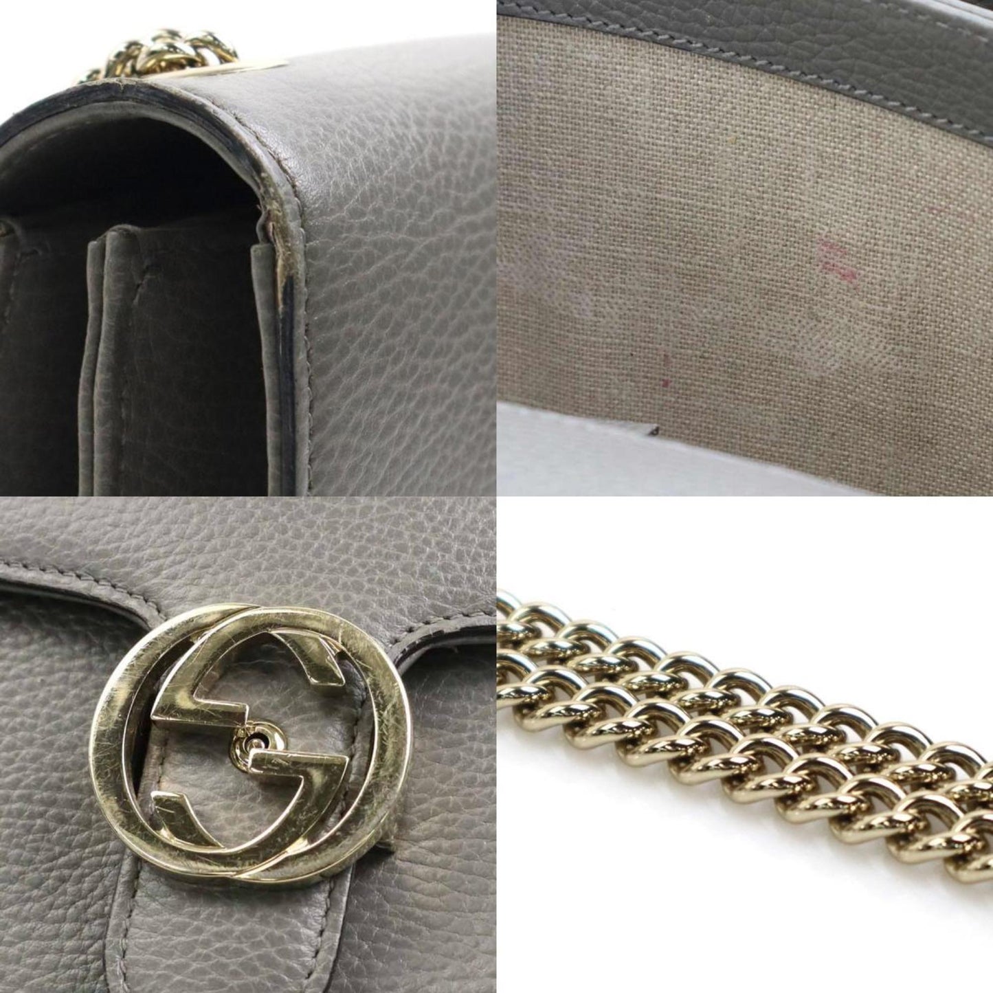 Gucci Interlocking Grey Leather Shoulder Bag