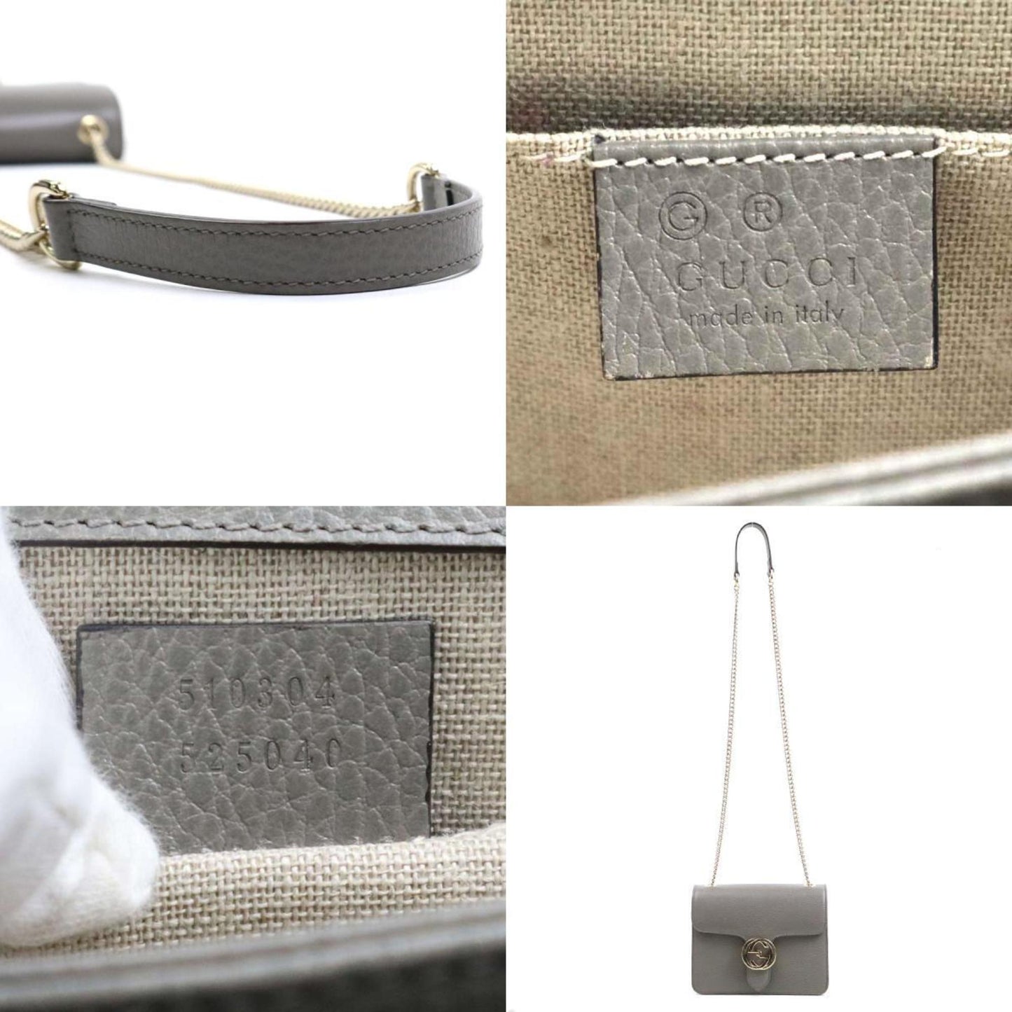 Gucci Interlocking Grey Leather Shoulder Bag