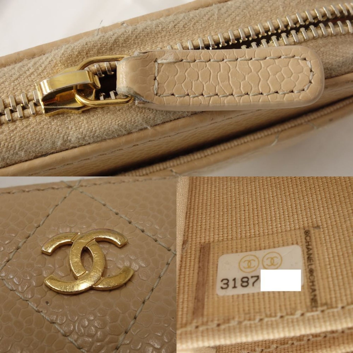 Chanel Beige Leather Wallet Accessories