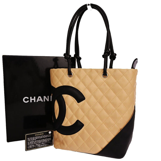 Chanel Cambon Beige Leather Hand Bag