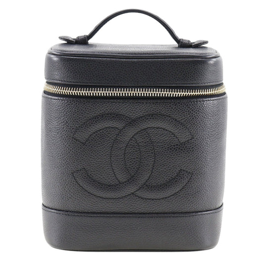 Chanel Vanity Black Leather Hand Bag