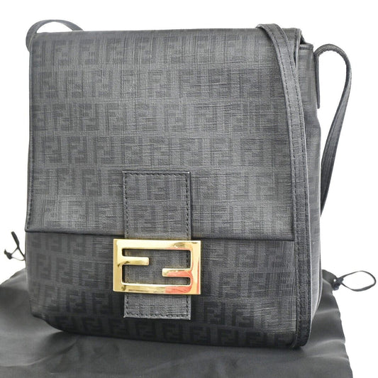 Fendi Zucchino Grey Canvas Shoulder Bag