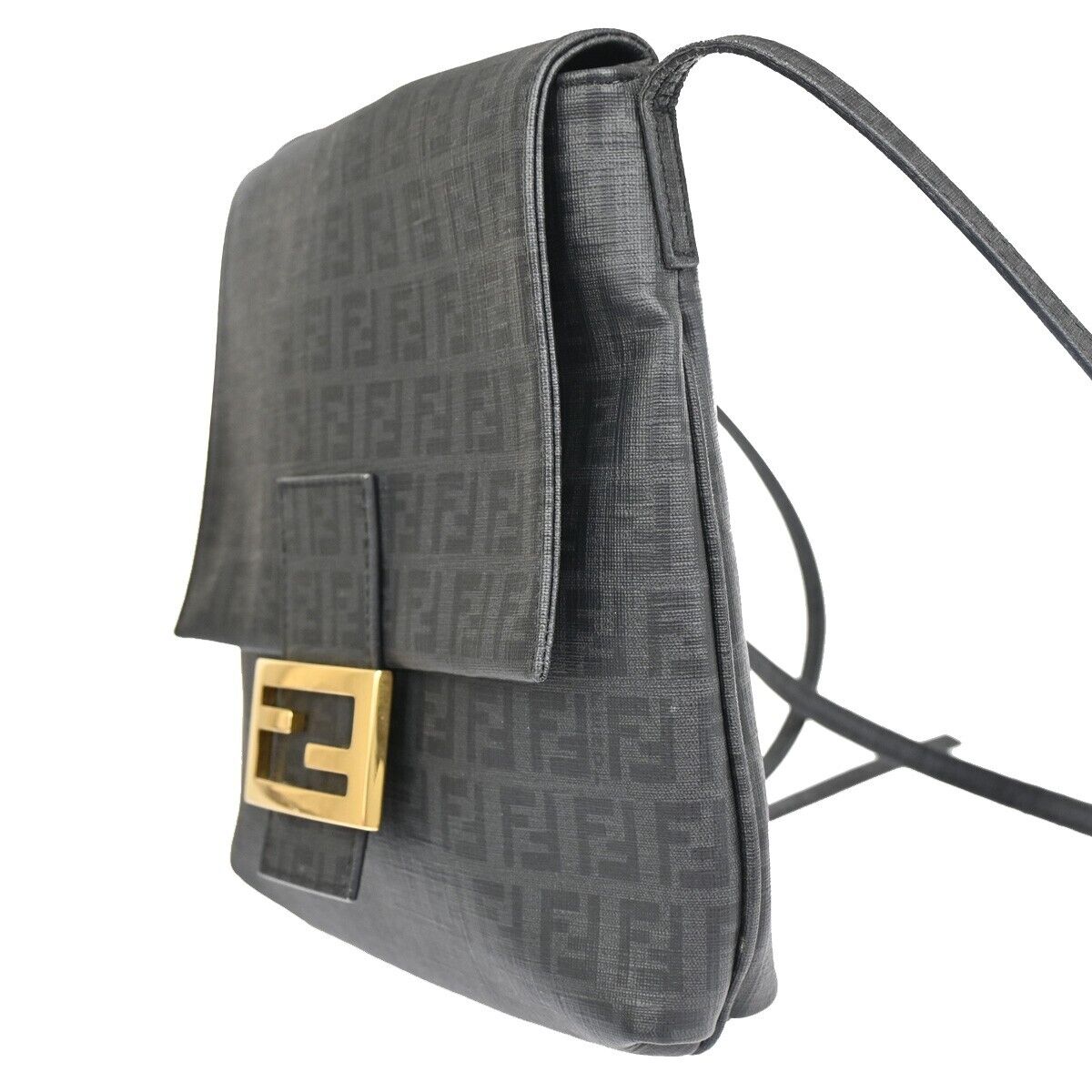 Fendi Zucchino Grey Canvas Shoulder Bag