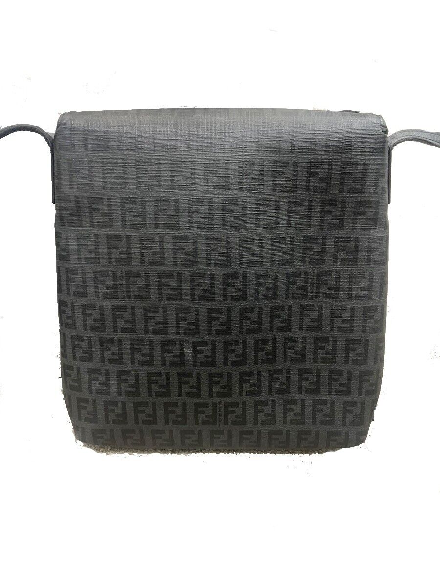 Fendi Zucchino Grey Canvas Shoulder Bag