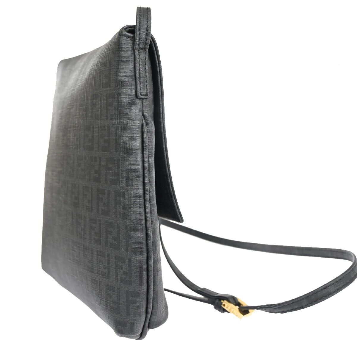 Fendi Zucchino Grey Canvas Shoulder Bag