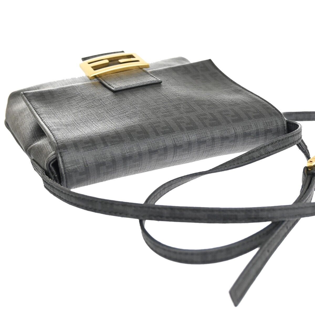 Fendi Zucchino Grey Canvas Shoulder Bag