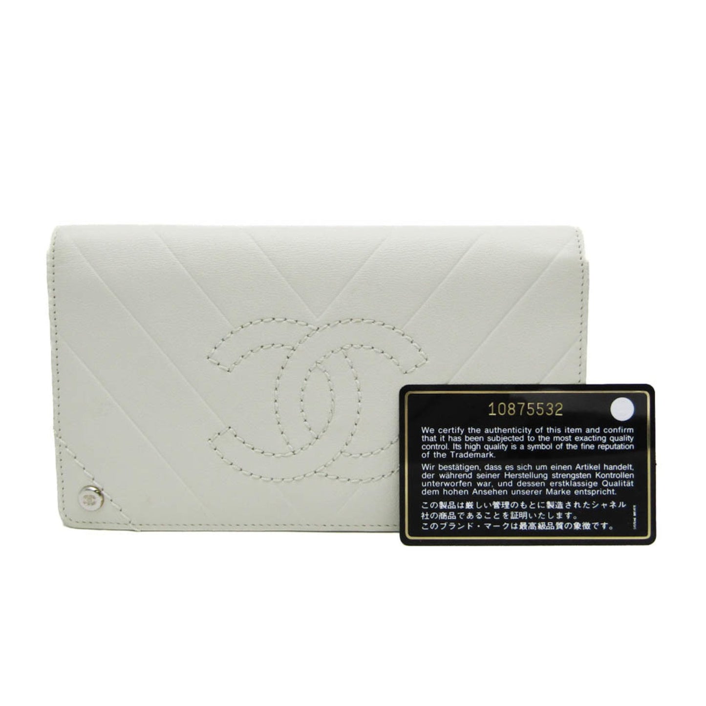 Chanel V-Stich White Leather Wallet Accessories