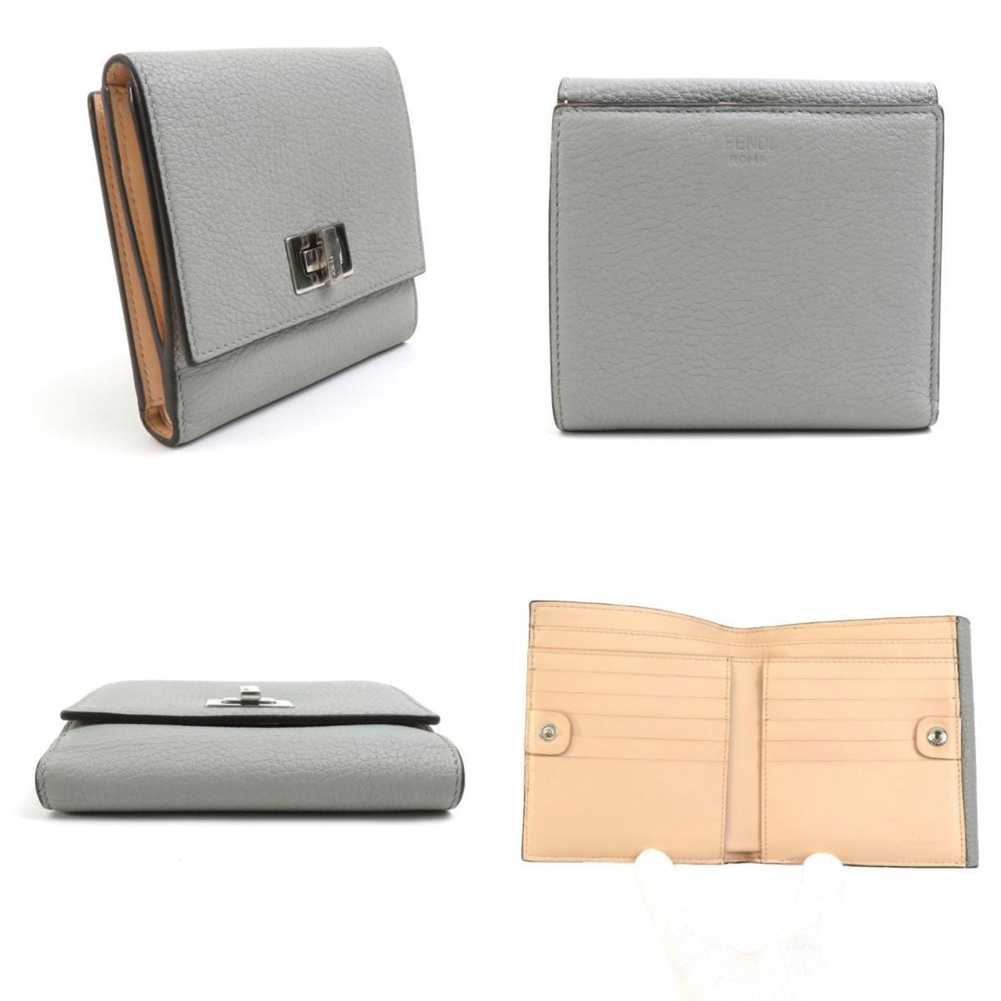 Fendi Grey Leather Wallet Accessories