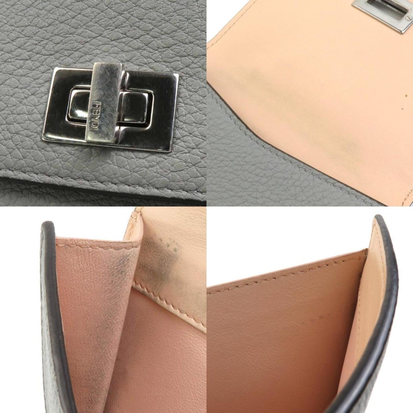 Fendi Grey Leather Wallet Accessories