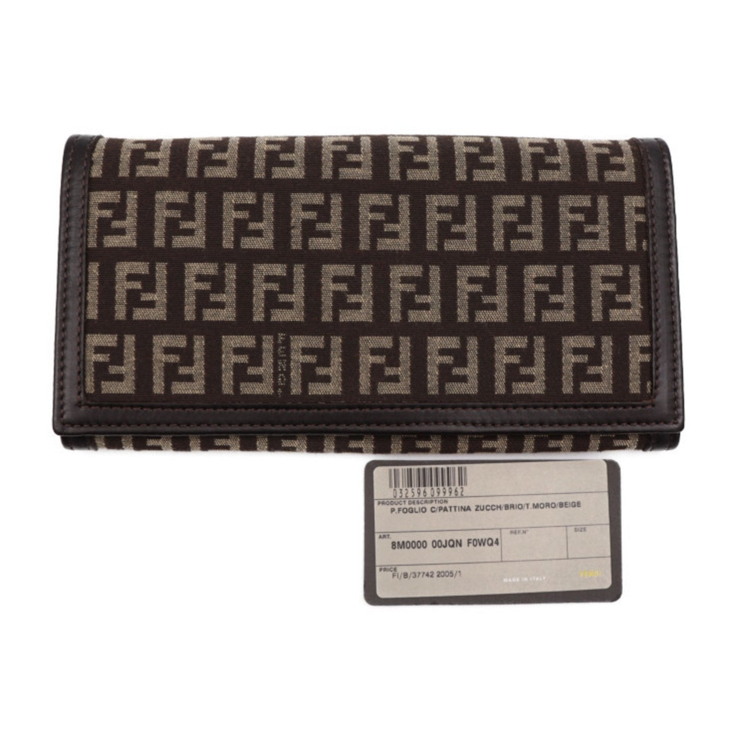 Fendi Zucca Brown Canvas Wallet Accessories