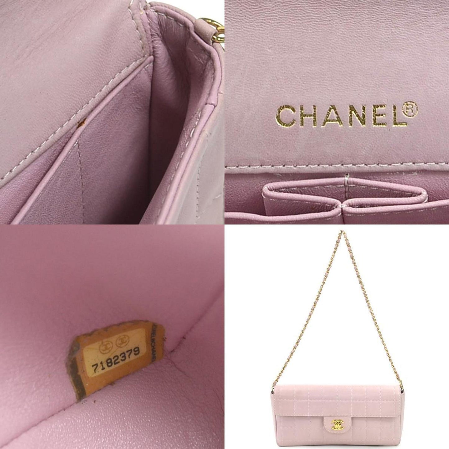 Chanel Chocolate bar Pink Leather Shoulder Bag