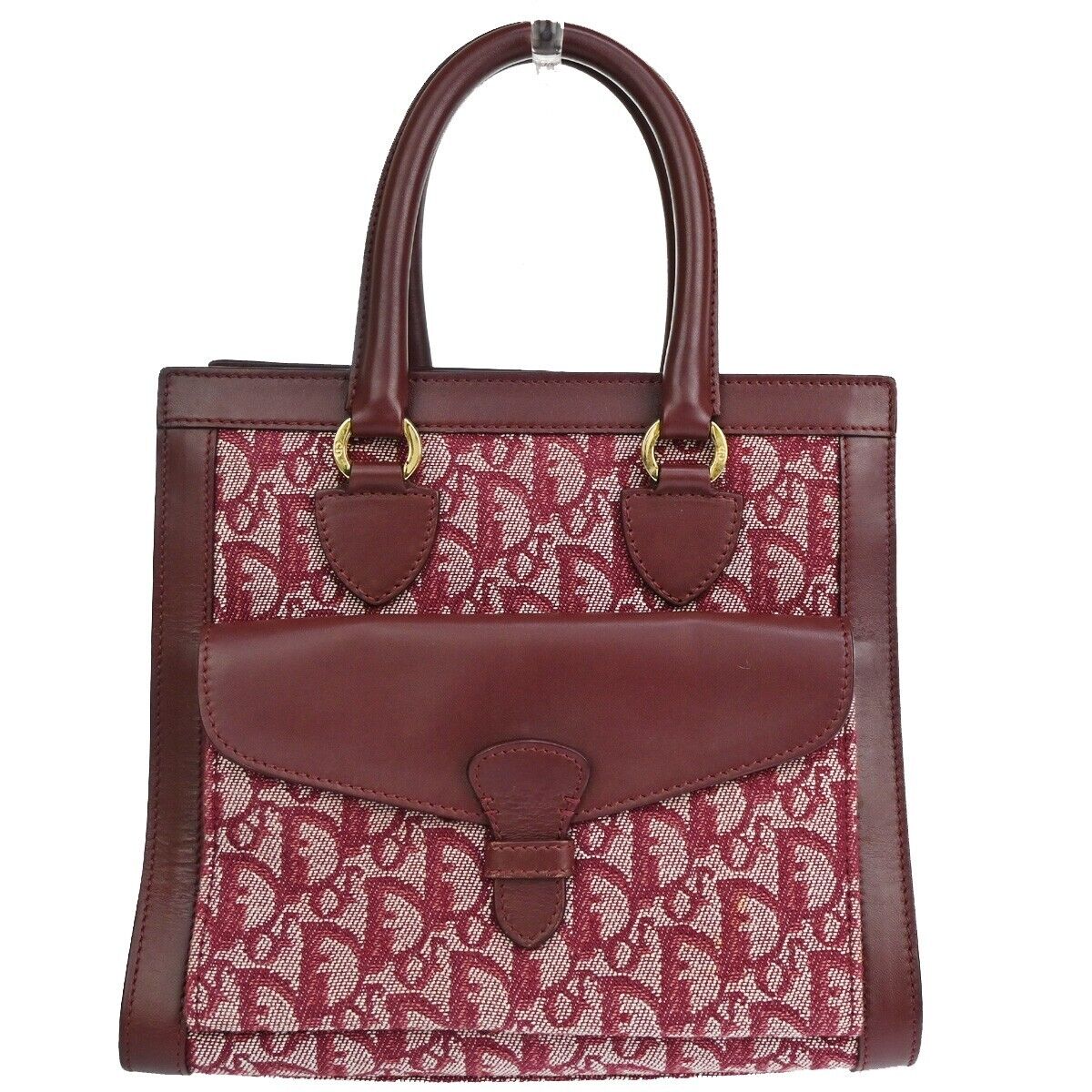 Dior Trotter Burgundy Canvas Hand Bag