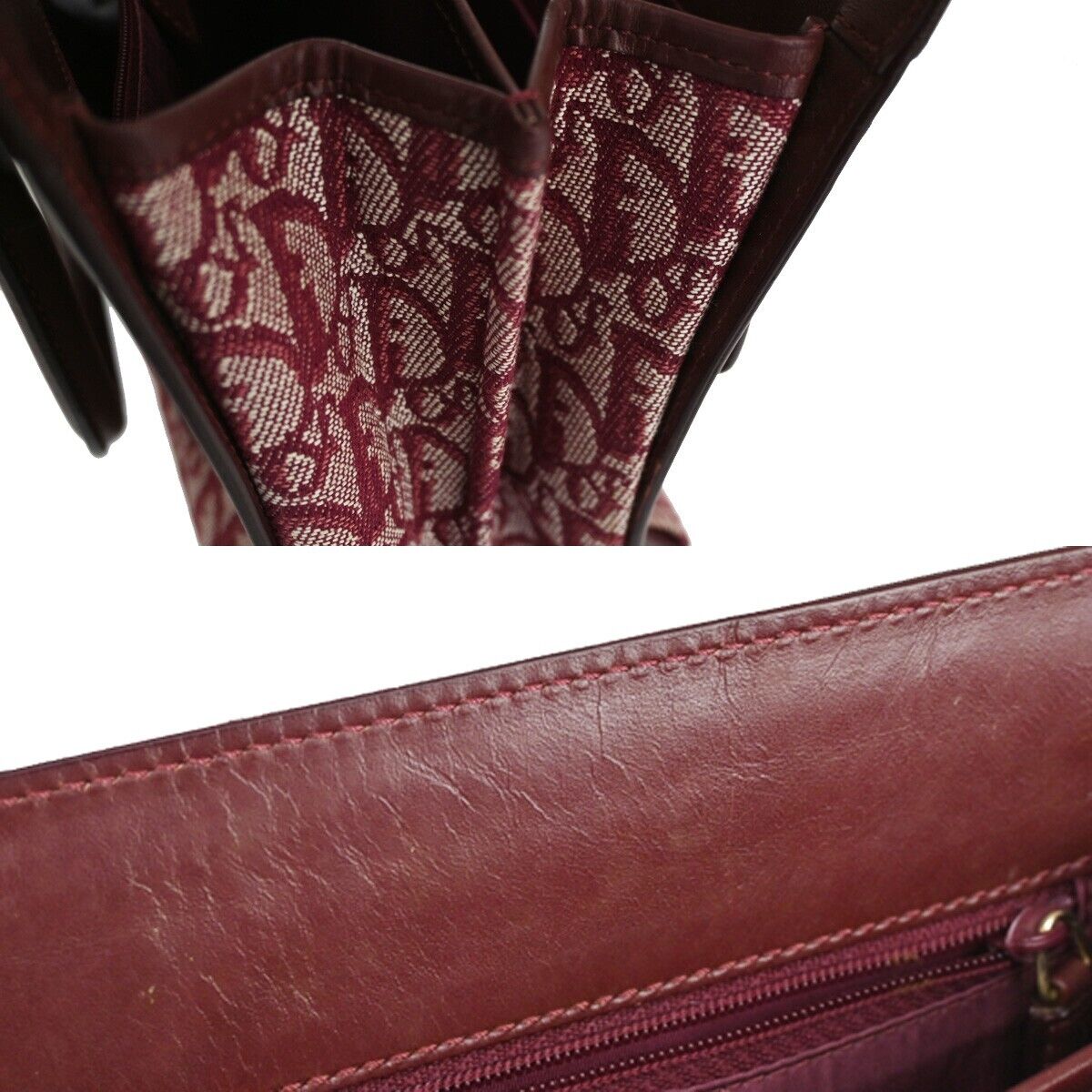 Dior Trotter Burgundy Canvas Hand Bag