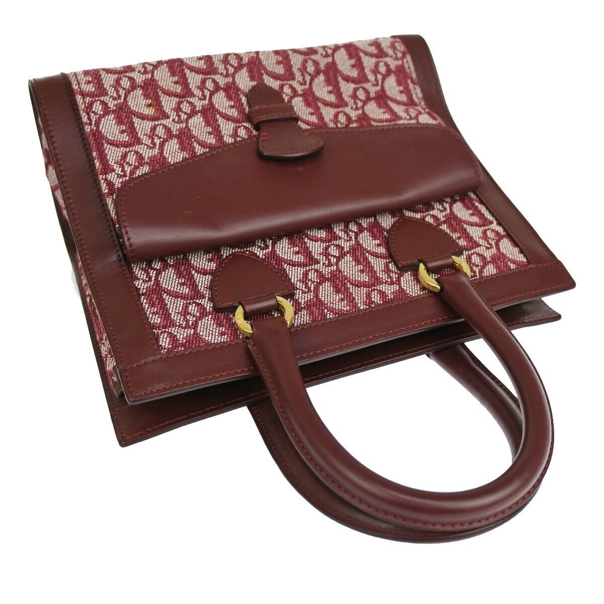 Dior Trotter Burgundy Canvas Hand Bag