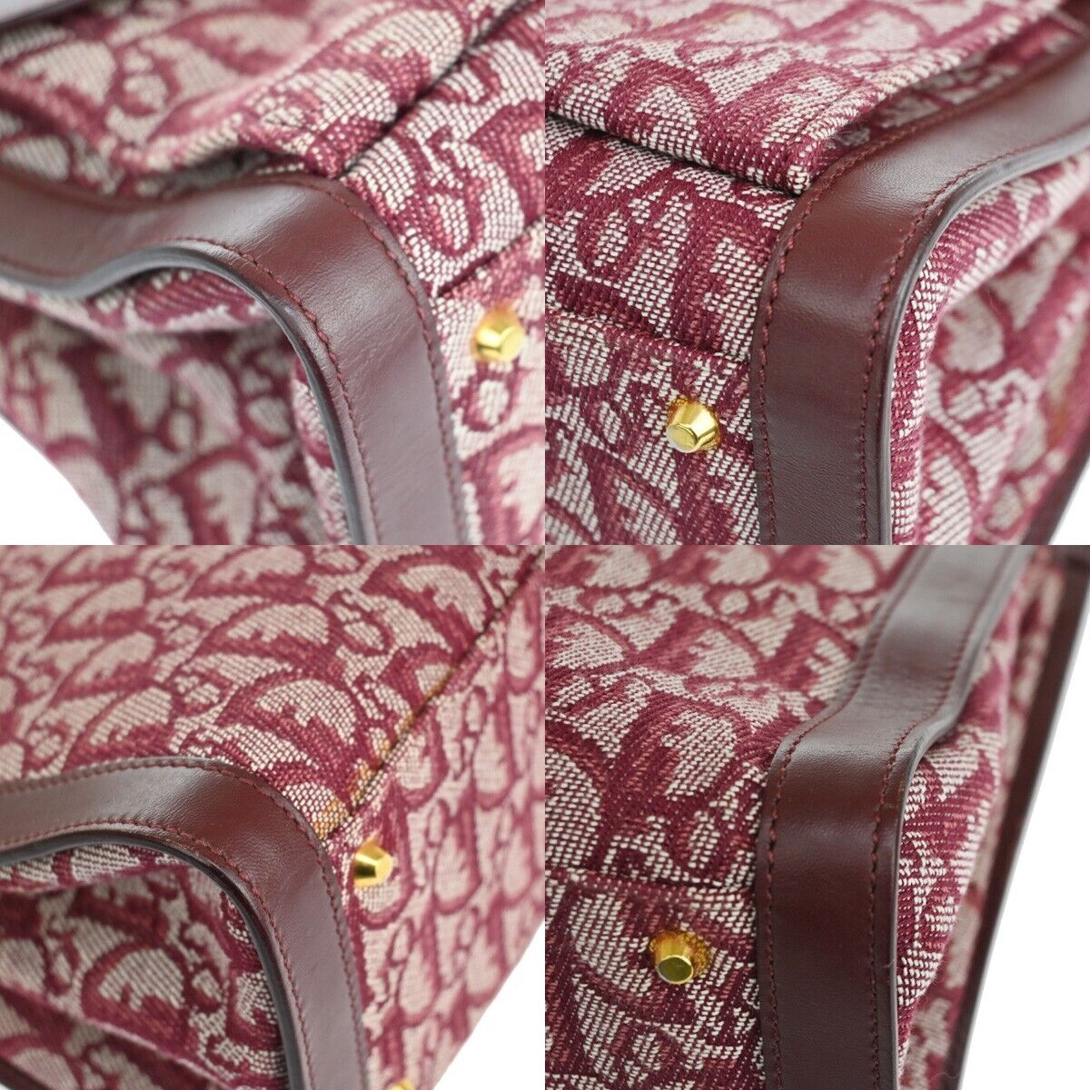 Dior Trotter Burgundy Canvas Hand Bag