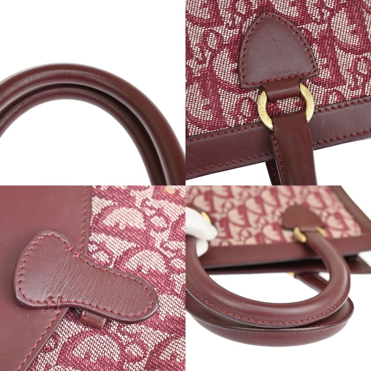 Dior Trotter Burgundy Canvas Hand Bag