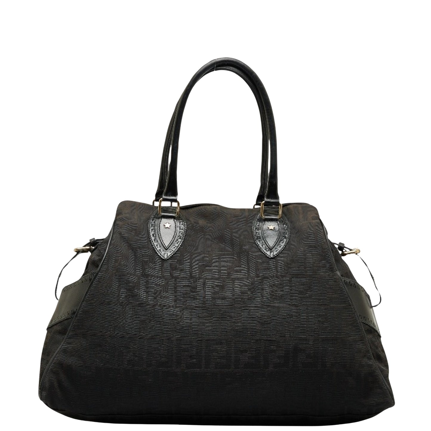 Fendi Etniko Black Canvas Shoulder Bag