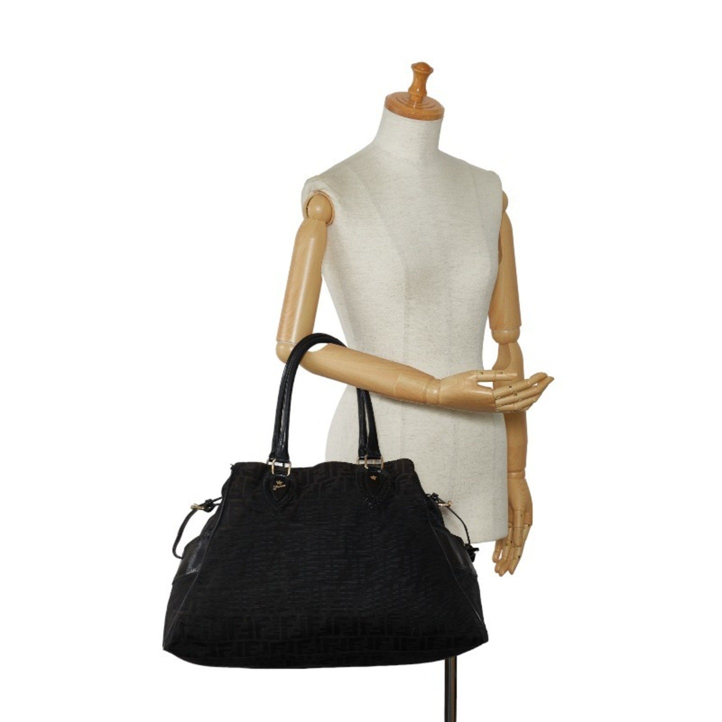 Fendi Etniko Black Canvas Shoulder Bag