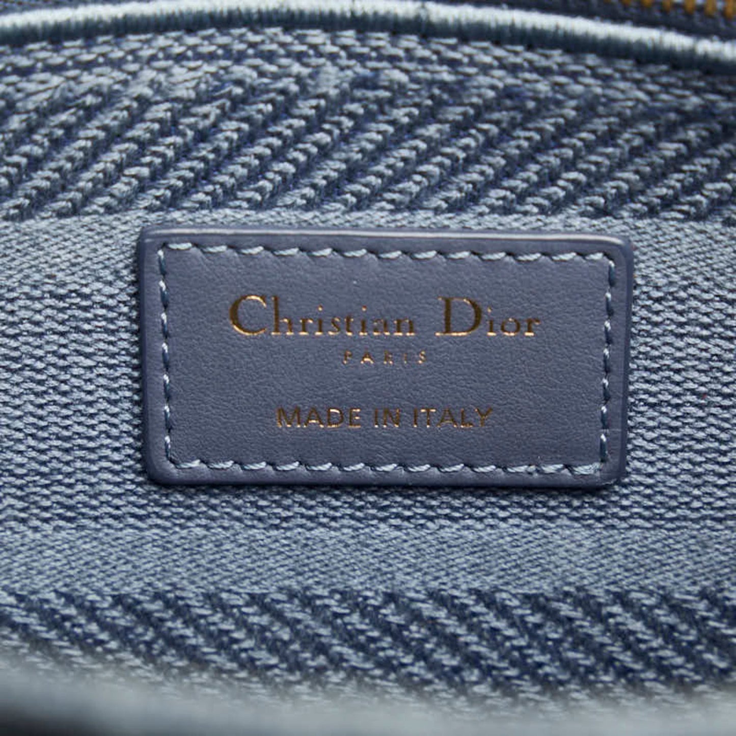 Dior Lady Dior Blue Canvas Hand Bag