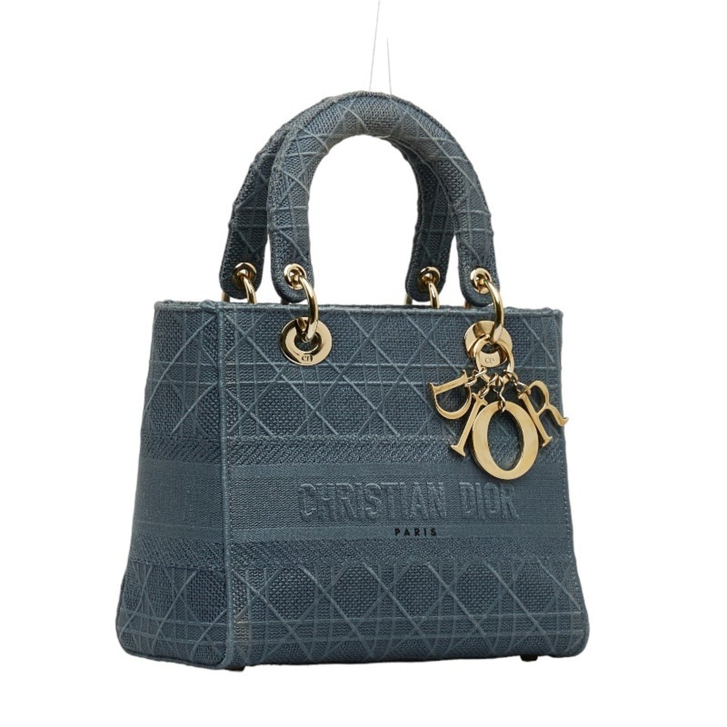 Dior Lady Dior Blue Canvas Hand Bag