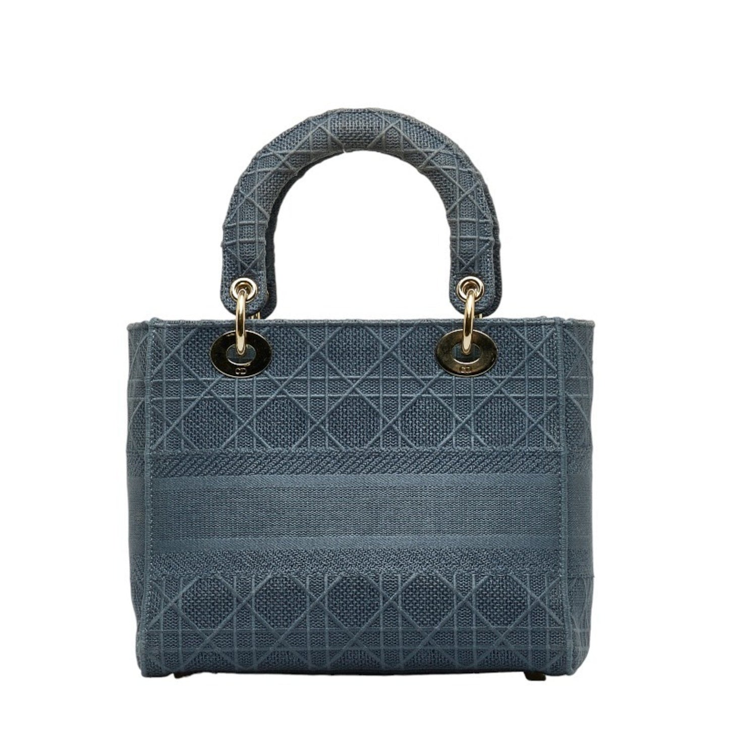 Dior Lady Dior Blue Canvas Hand Bag