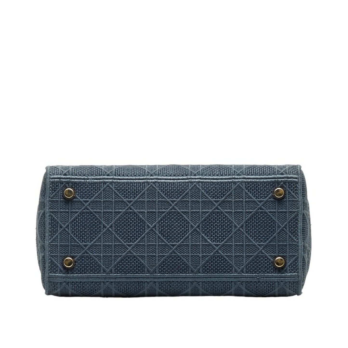 Dior Lady Dior Blue Canvas Hand Bag