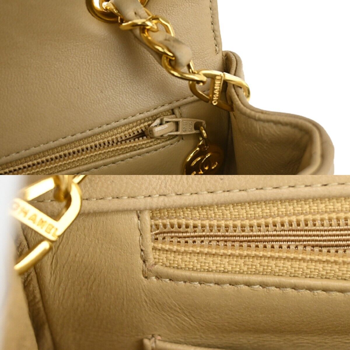 Chanel Mademoiselle Beige Leather Shoulder Bag