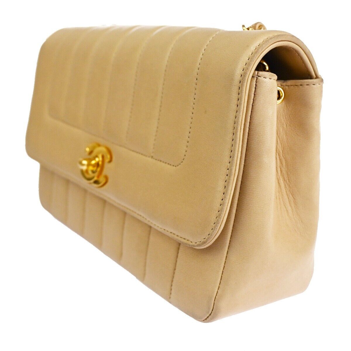 Chanel Mademoiselle Beige Leather Shoulder Bag