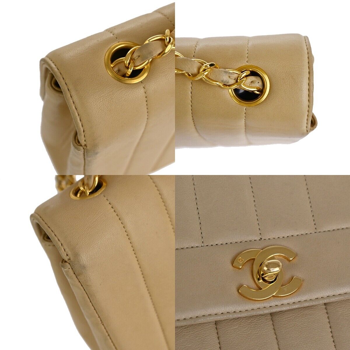 Chanel Mademoiselle Beige Leather Shoulder Bag