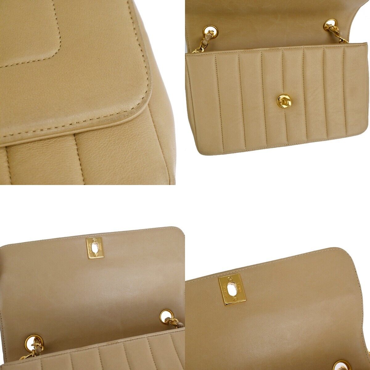 Chanel Mademoiselle Beige Leather Shoulder Bag