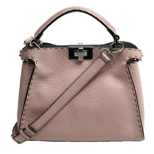 Fendi Peekaboo Pink Leather Shoulder Bag