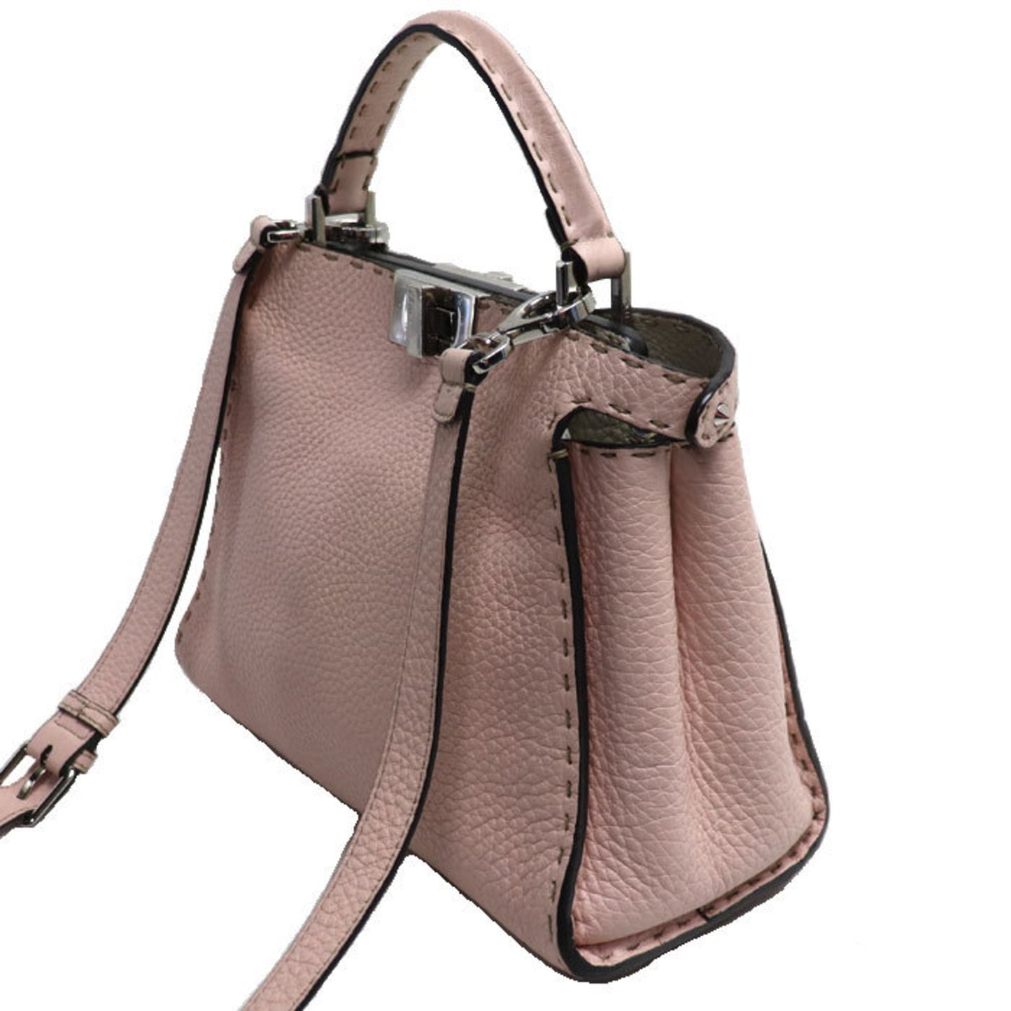 Fendi Peekaboo Pink Leather Shoulder Bag