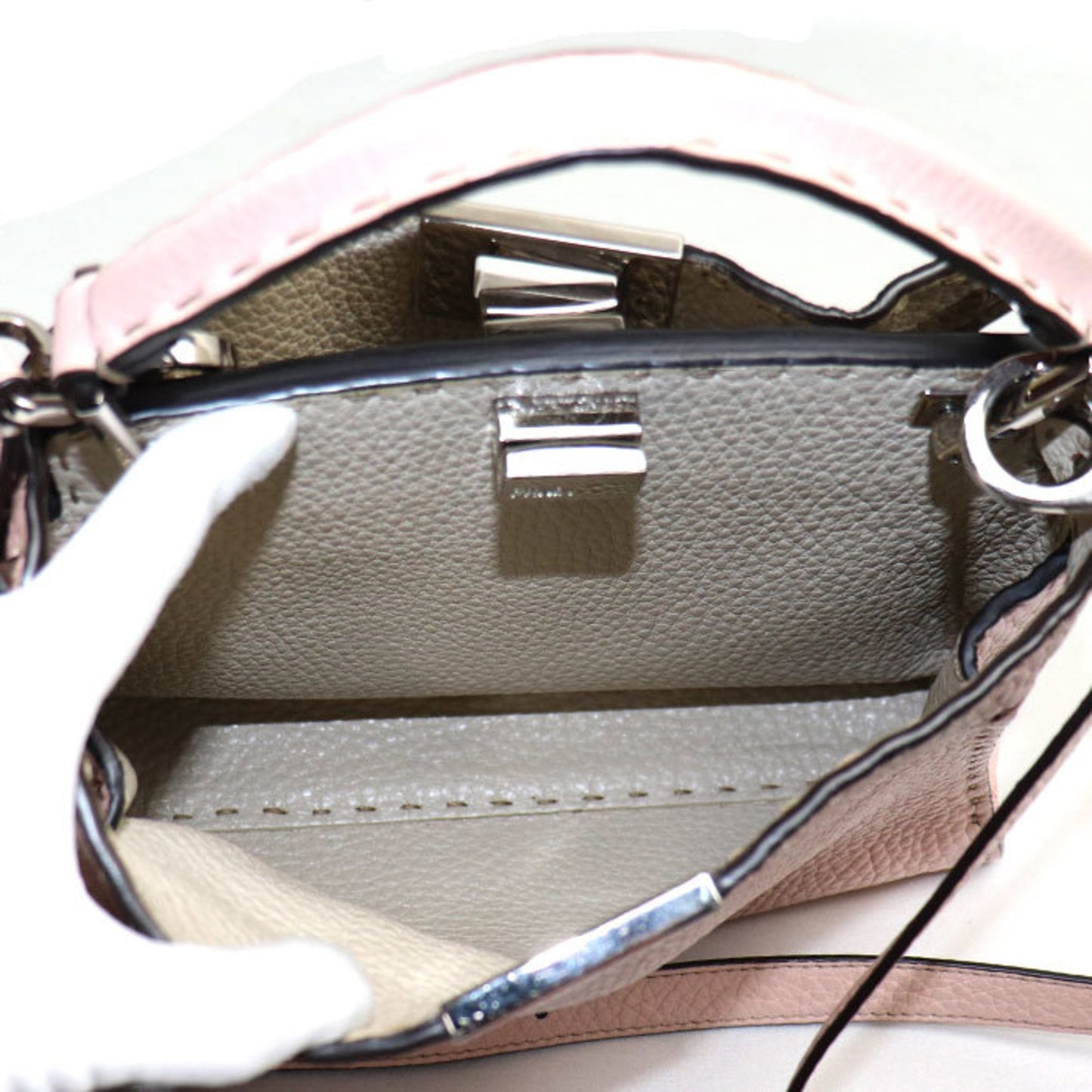 Fendi Peekaboo Pink Leather Shoulder Bag