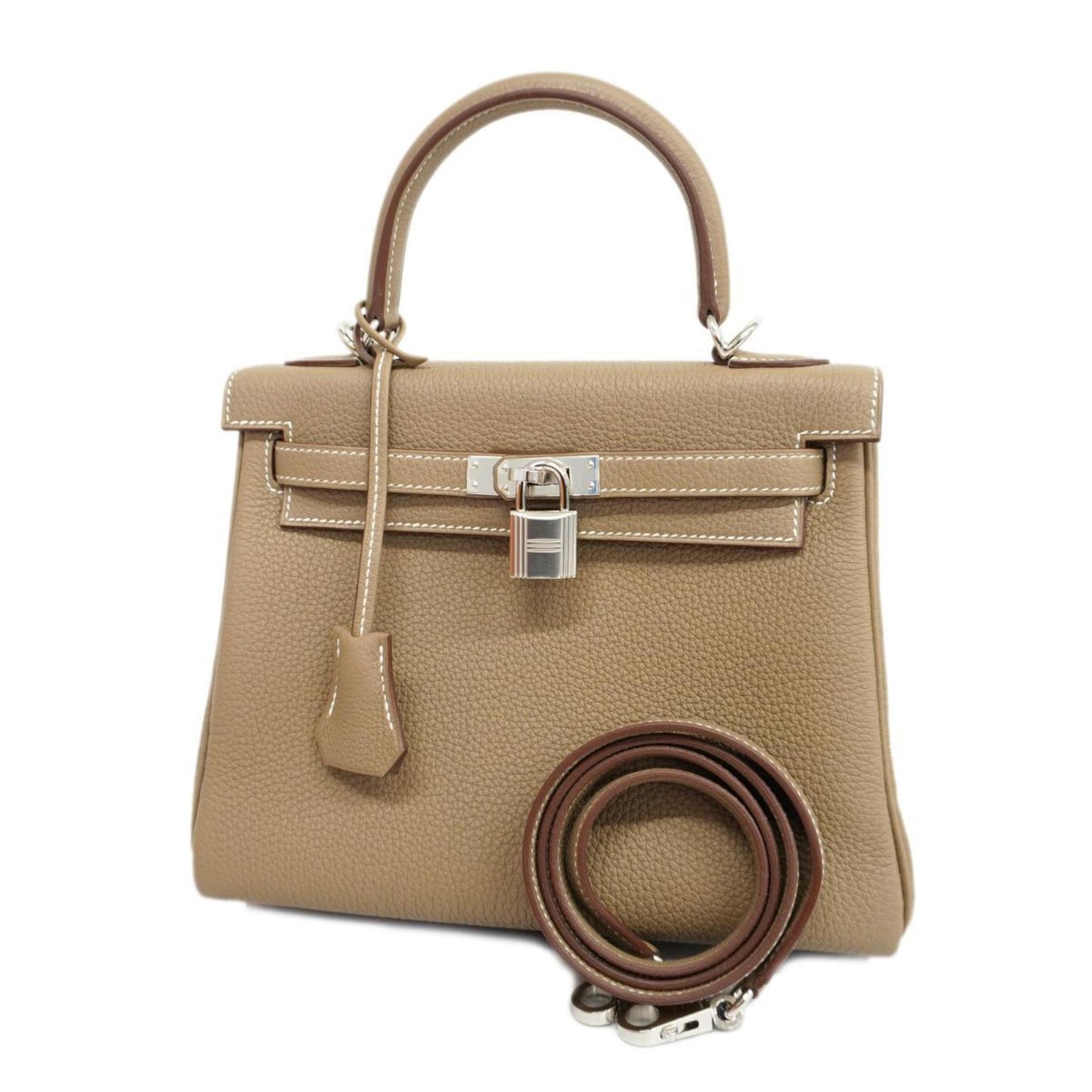 Hermès Kelly 25 Beige Leather Hand Bag