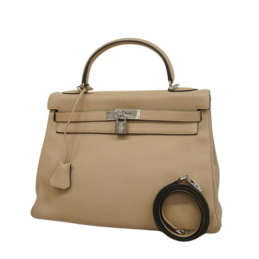 Hermès Kelly 32 Beige Leather Hand Bag