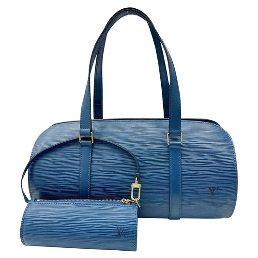 Louis Vuitton Soufflot Blue Leather Hand Bag