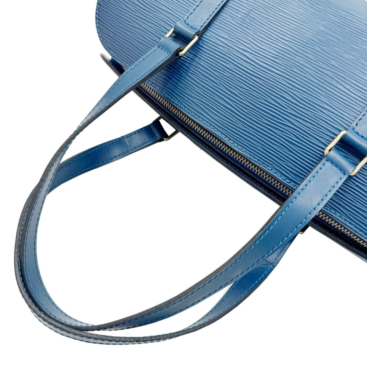 Louis Vuitton Soufflot Blue Leather Hand Bag