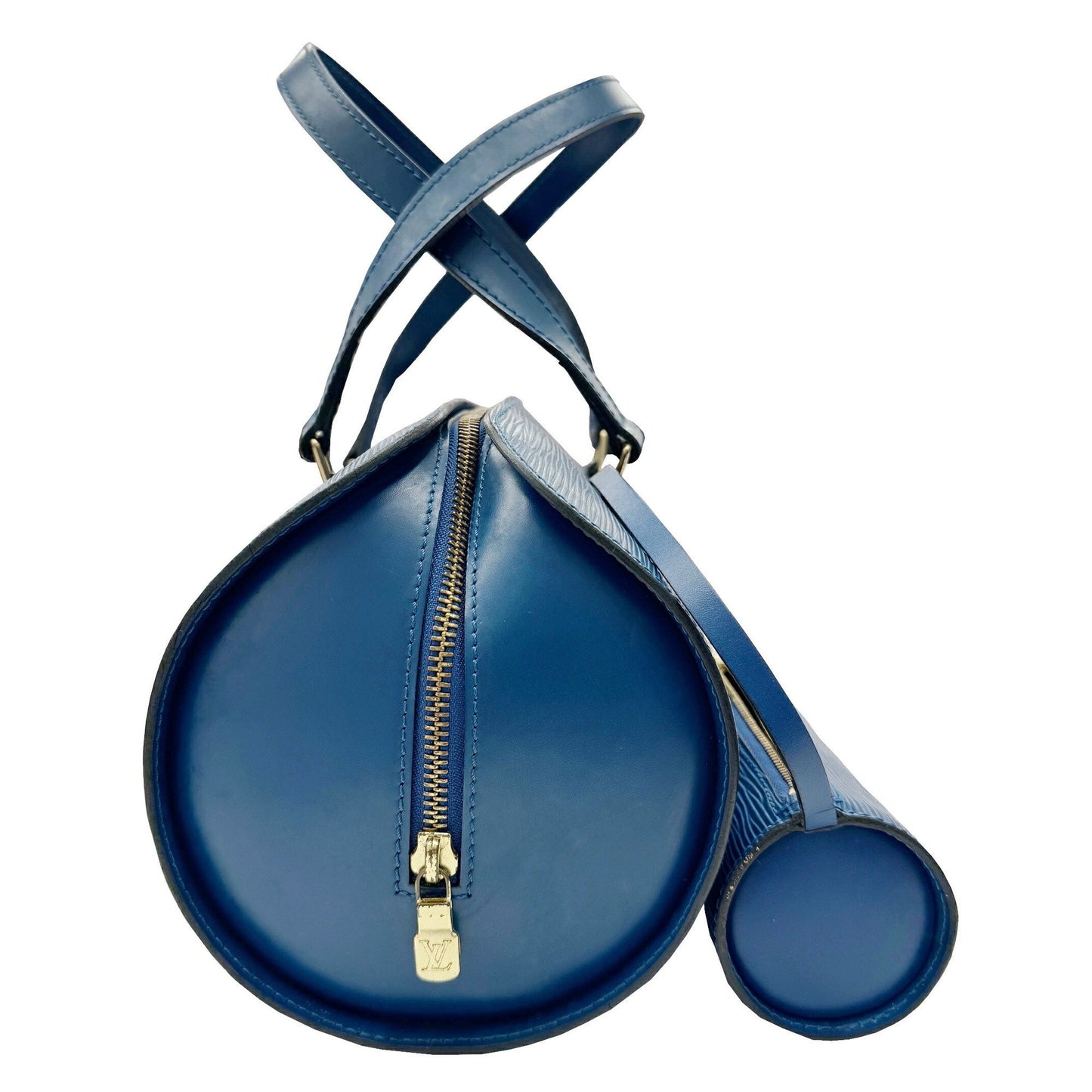 Louis Vuitton Soufflot Blue Leather Hand Bag