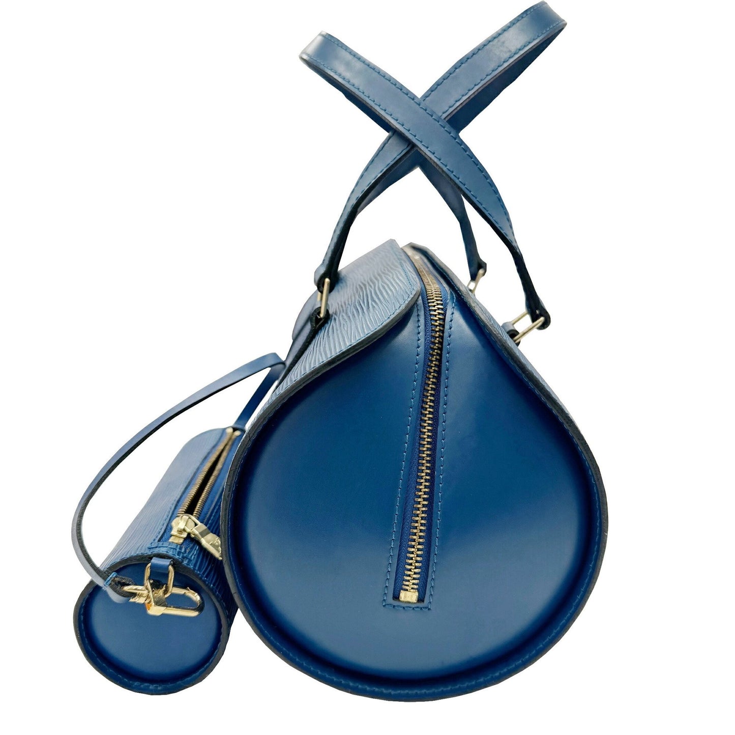 Louis Vuitton Soufflot Blue Leather Hand Bag